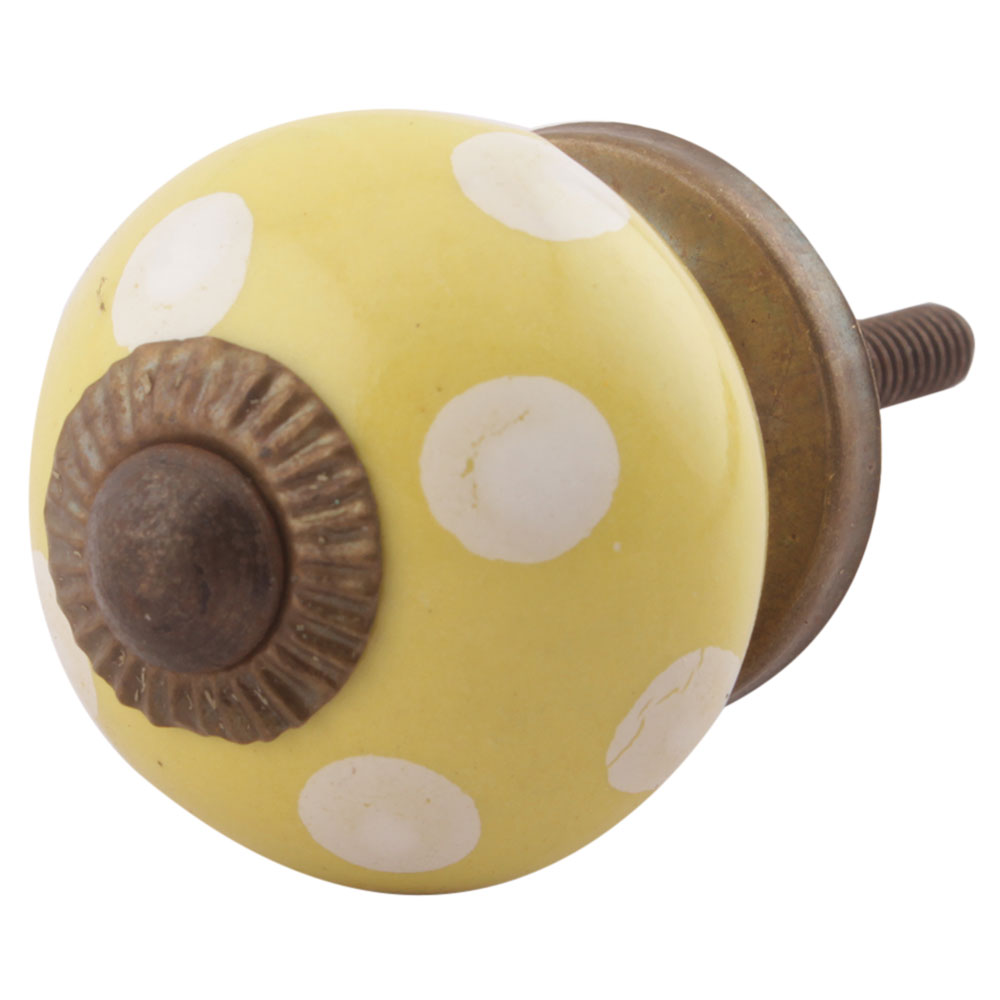 Yellow Dotted Small Ceramic Knobs